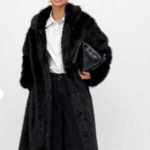 Na-KD Long Faux Fur Coat - Black - EU 36/US 4 (NWT)